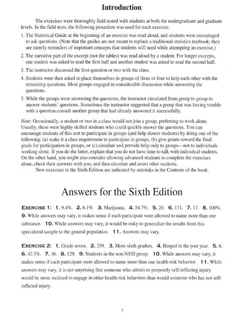 Answer Key Interpreting Basic Statistics 6th Edition