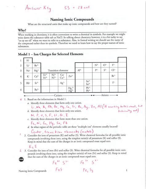 Answer Key Ionic Bonds And Ionic Compounds