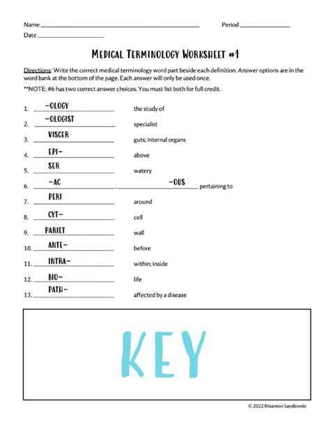 Answer Key Medical Terminology Systems 7th Edition