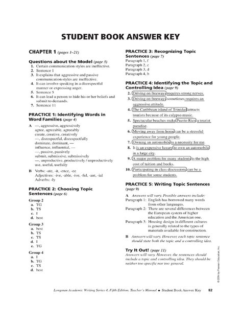 Answer Key Models For Writing Eleventh Edition