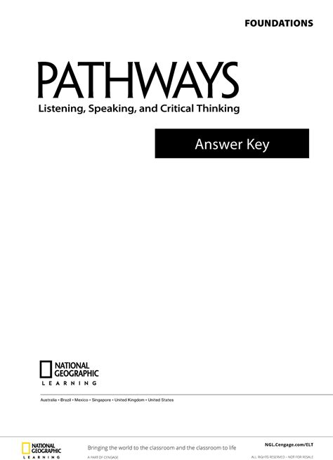 Answer Key Pathways 3 Listening Speaking