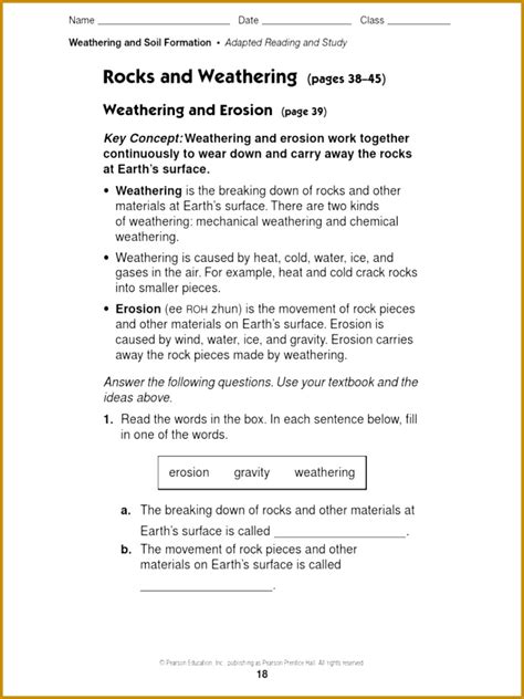 answer key pearson education weathering and soil