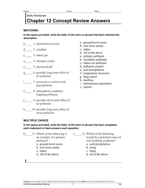 Answer Key Skills Concept Review Air