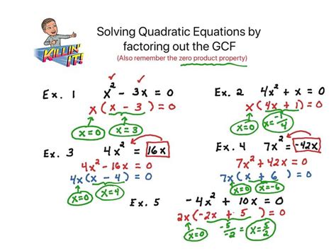 Answer Key Solving Quadratic Equations By Factoring Worksheet