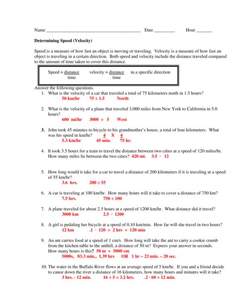 Answer Key Speed Velocity And Acceleration Calculations Accelerated Motion Worksheet Answers - Accelerated Motion Worksheet Answers