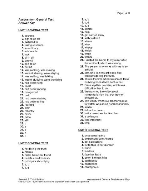 Answer Key Summit 2 Unit 6 Workbook