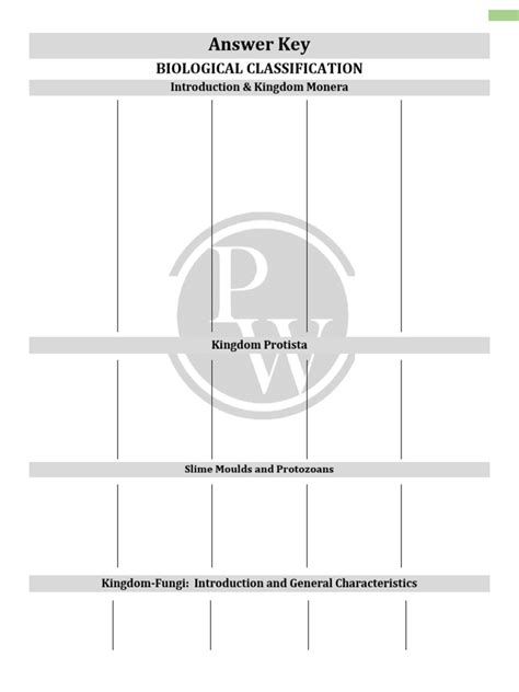 Answer Key To Biological Classification Pogil