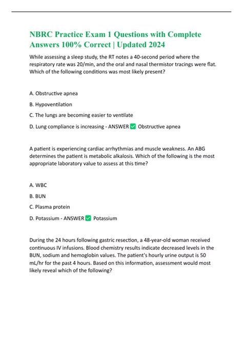Answer Key To Nbrc Practice Rrt Exam