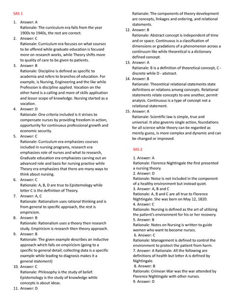 Answer Key To Sas Curriculum Pathways