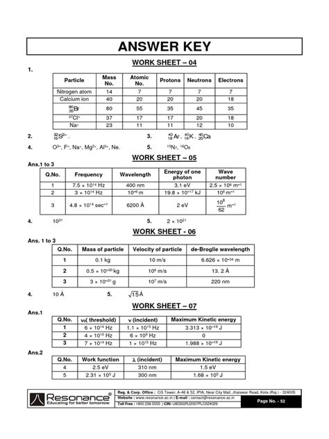 answer key to work and mechanical advantage