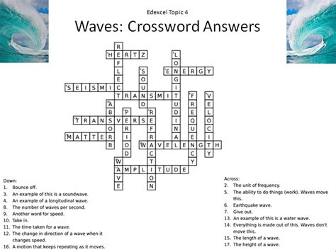 Answer Key Waves Crossword Puzzle Answers   Words With Waves Crossword Clue - Answer Key Waves Crossword Puzzle Answers