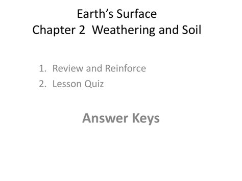 Answer Key Weathering And Soil Formation