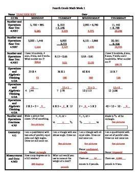 Answer Key Weekly Math Homework Q1 1