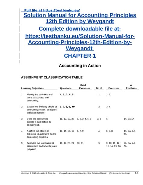 Answer Key Wiley Accounting Principles Chapter 1