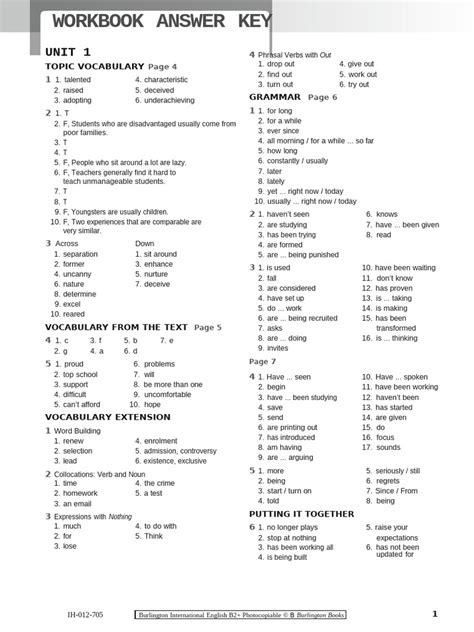 answer key workbook new burlington english grammar