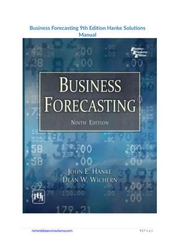 Answer Manual For Business Forecasting 9th Edition
