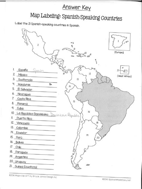 Answer Map Labeling Spanish Speaking Countries