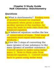 Answer Of Holt Chemistry Study Guide