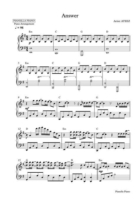 Answer Piano Sheet Music