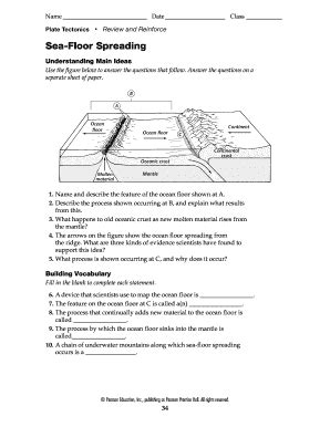 Answer Sheet For Seafloor Spreading With Lab