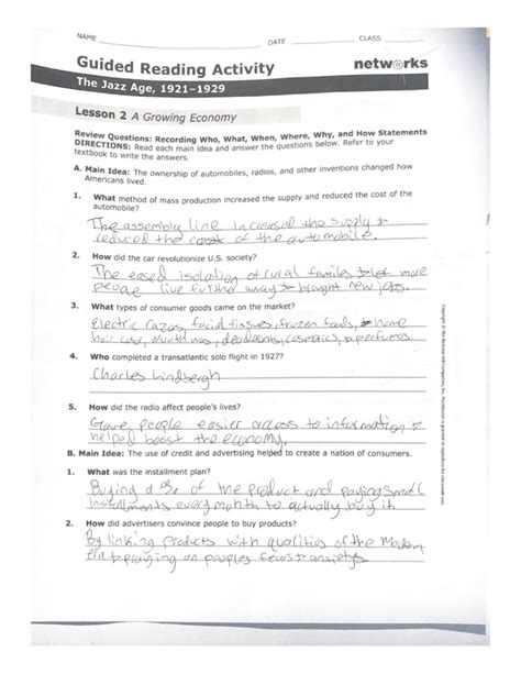 Answer Sheet Guided Activity The Protestant Reformation