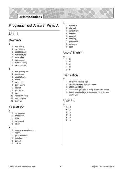 Answer Solutions Pre Intermediate Test Unit 10