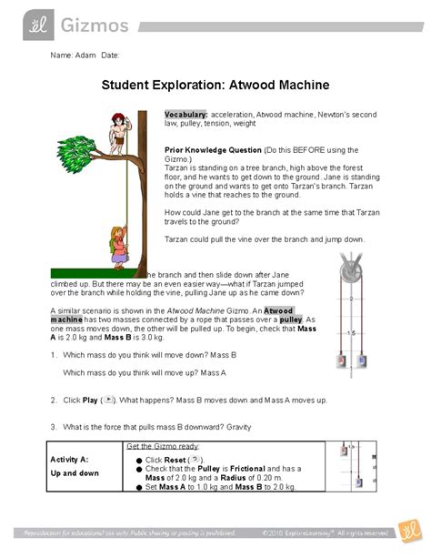 Answer To Atwood Machine Gizmo