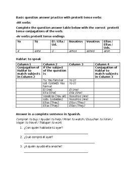 answer to gramatica a preterit and imperfect