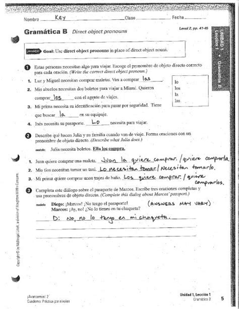 Answer To Gramatica B The Imperfect Tense