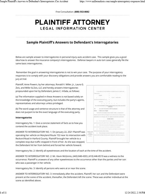 Answer To Interrogatories