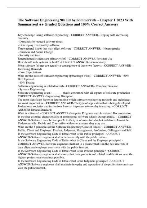 Answer To Software Engineering 9th Edition Sommerville