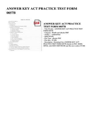 Read Answer Key Act Practice Test Form 0057B 