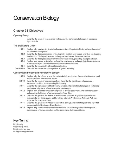 Read Answer Key Chapter 38 Conservation Biology 