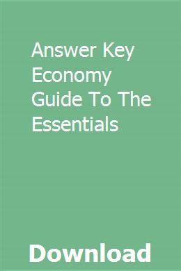 Full Download Answer Key Economy Guide To The Essentials 