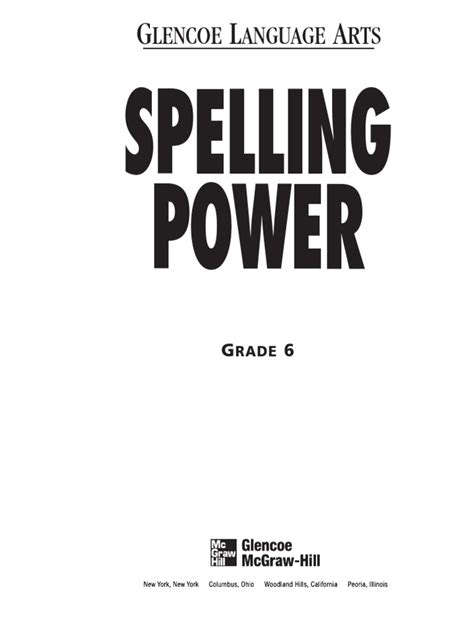 Download Answer Key For Spelling Power Grade 6 