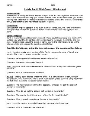 Full Download Answer Key Inside Earth Webquest 