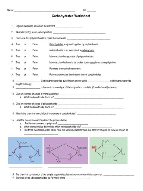 Answers Carbohydrates Worksheet 1 Pdf Course Hero Carbohydrate Worksheet Answers - Carbohydrate Worksheet Answers