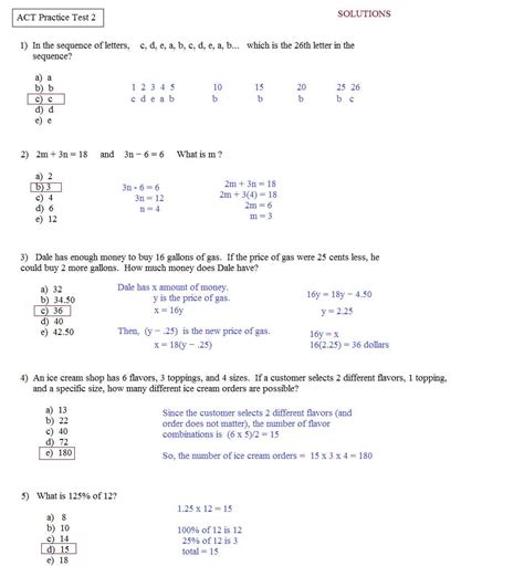 Answers For Act Practice Test 68g