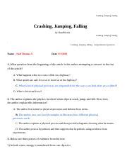 Answers For Article Crashing Jumping Falling