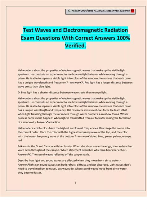 Answers For Electromagnetic Waves Test Questions