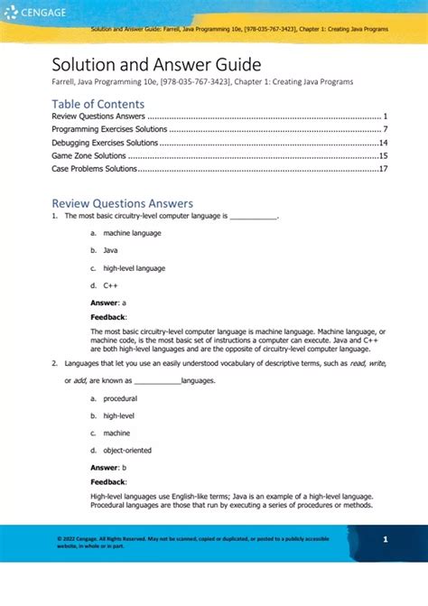 Answers For Java Programming Joyce Farrell Full Download