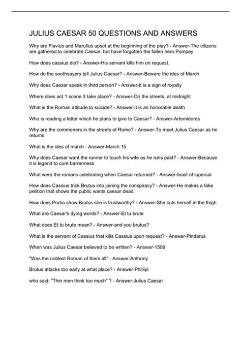 Answers For Julius Caesar Study Guide