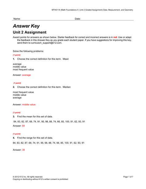 Answers For Math Foundations 2 Unit 13