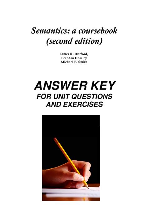 Answers For Semantics Coursebook Unit 1