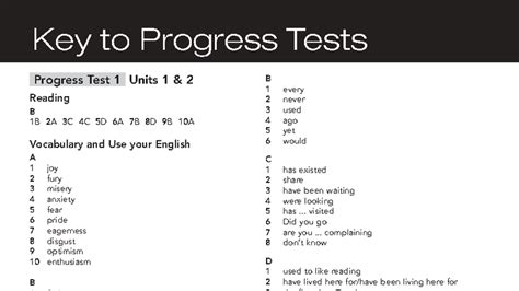 Answers Key Progress Tests B Intermediate