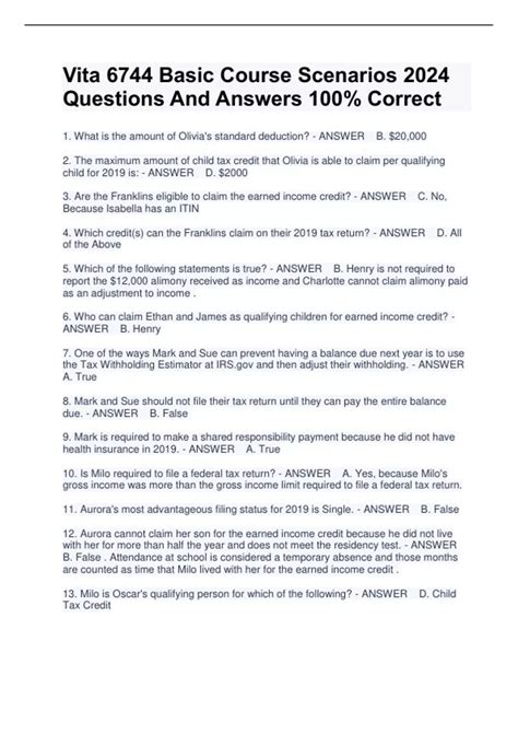 answers to 6744 vita basic test