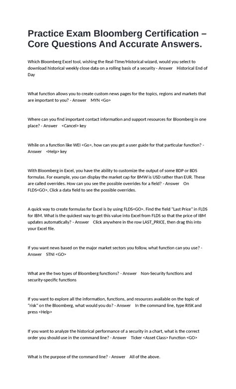 answers to bloomberg core essentials exam