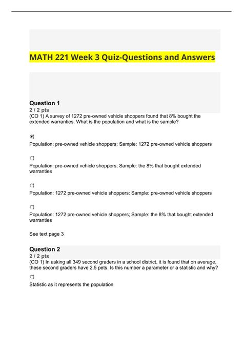 answers to devry statistics quiz week 3