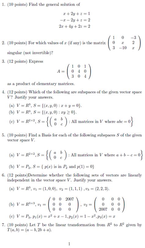Answers To Elementary Linear Algebra 10th Edition