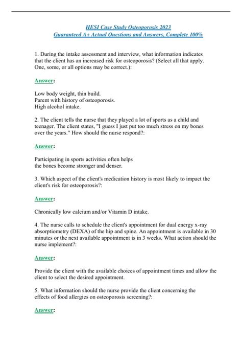 answers to evolve case study osteoporosis